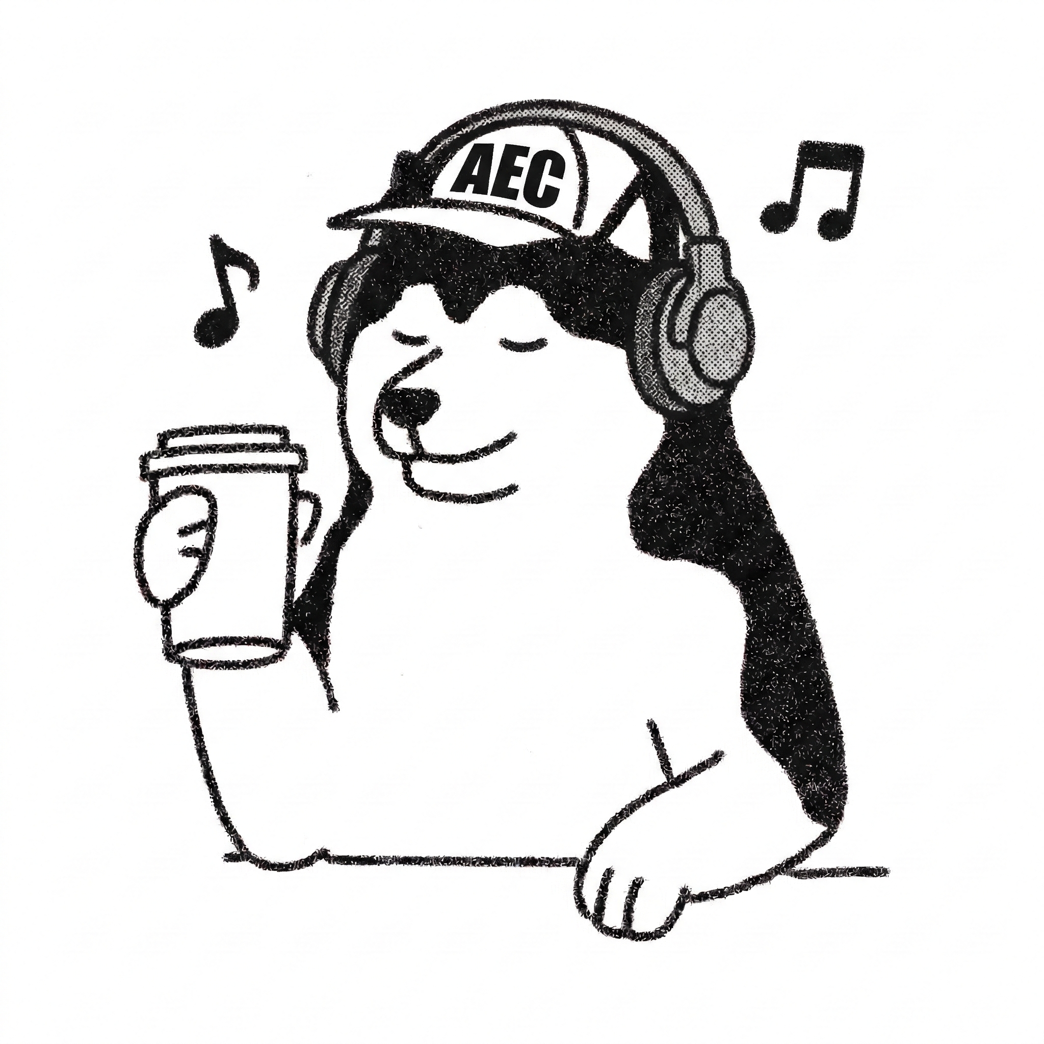 Husky listening to music